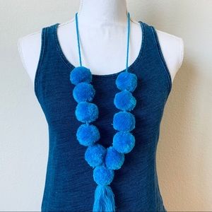 Boho Tassel Necklace. Pom Pom handmade necklace.